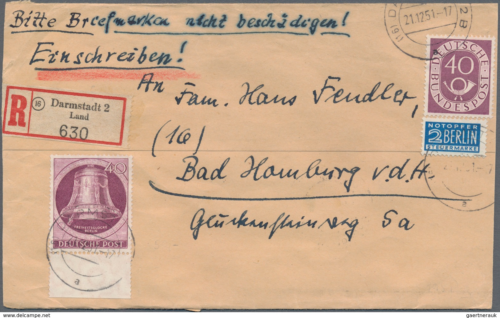 Berlin: 1950/1956, Partie Von Ca. 65 Briefen Und Karten, Dabei ERP, Glocken, Reklame-Zusammendrucke - Ungebraucht