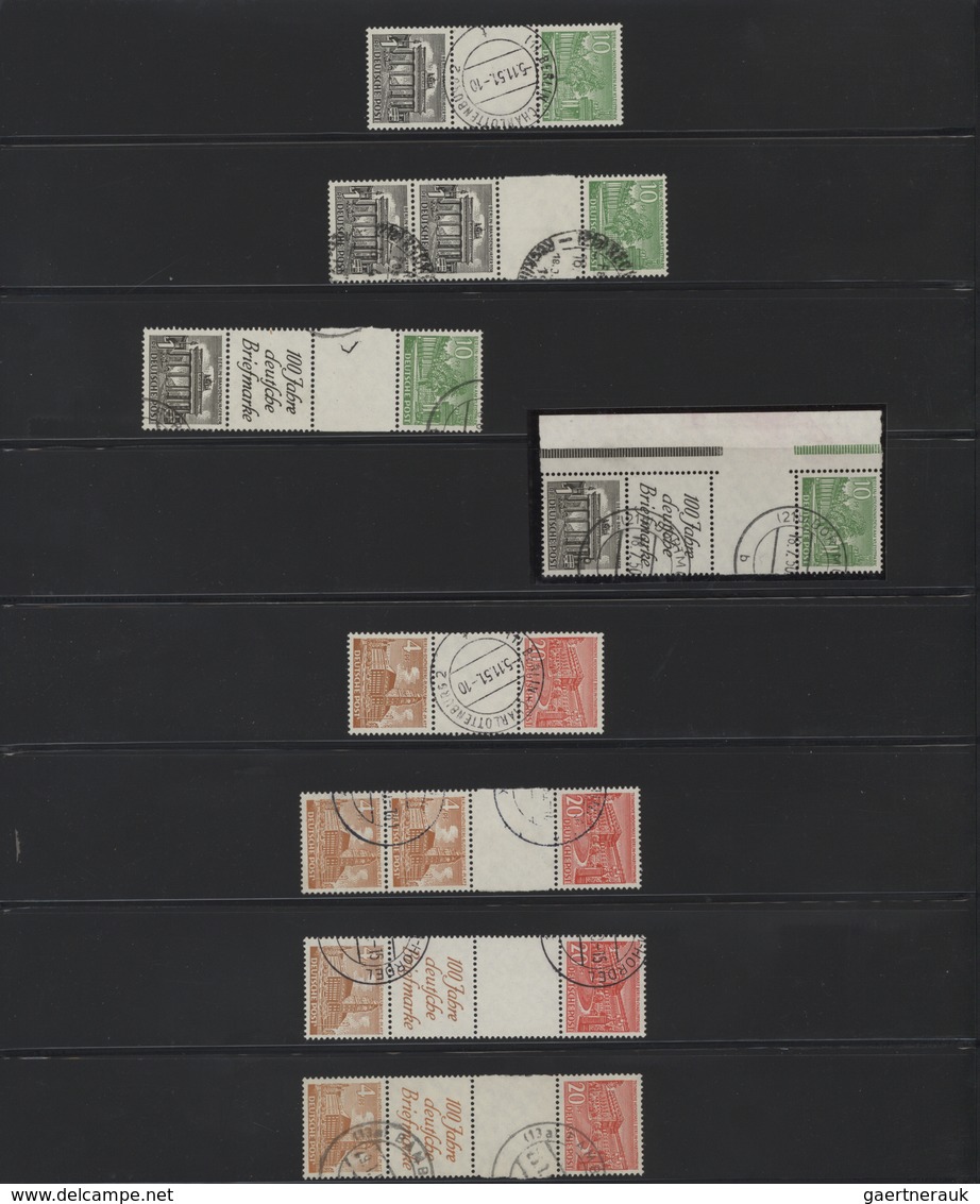 Berlin - Zusammendrucke: 1949/1952, Bauten I+II, Komplette Sauber Rundgestempelte Qualitäts-Sammlung - Se-Tenant