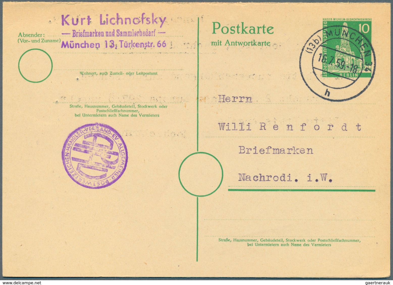 Berlin - Ganzsachen: 1949/1960. Nette Sammlung Mit 59 Postkarten Und LP-Faltbriefen, Gebraucht Und/o - Other & Unclassified