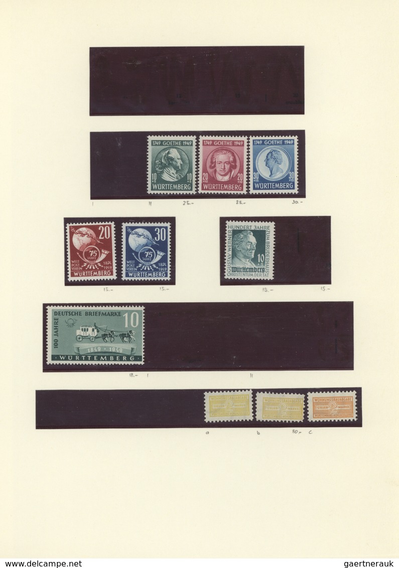 Französische Zone: 1945/1949, Postfrisch/ungebrauchte Spezial-Sammlungspartie Auf Blanko-Blättern, M - Sonstige & Ohne Zuordnung