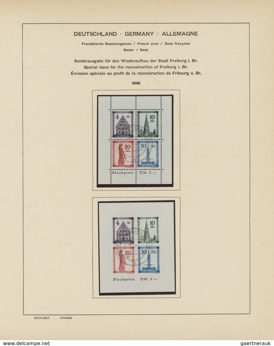 Französische Zone: 1945/1949, Sauber Gestempelte Sammlung Auf Altem Schaubek-Vordruck Ab Allg. Ausga - Other & Unclassified