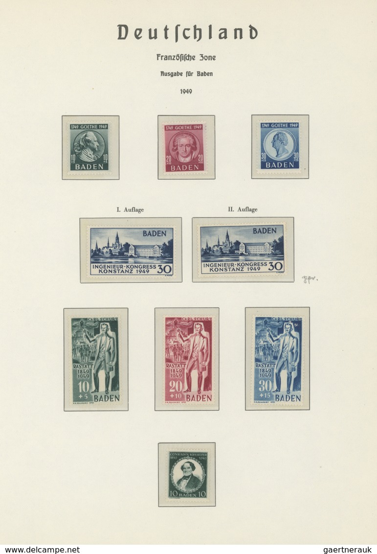 Französische Zone: 1946-1949, Postfrische In Den Hauptnummern Vollständige Vordruck-Sammlung Inc. Al - Other & Unclassified