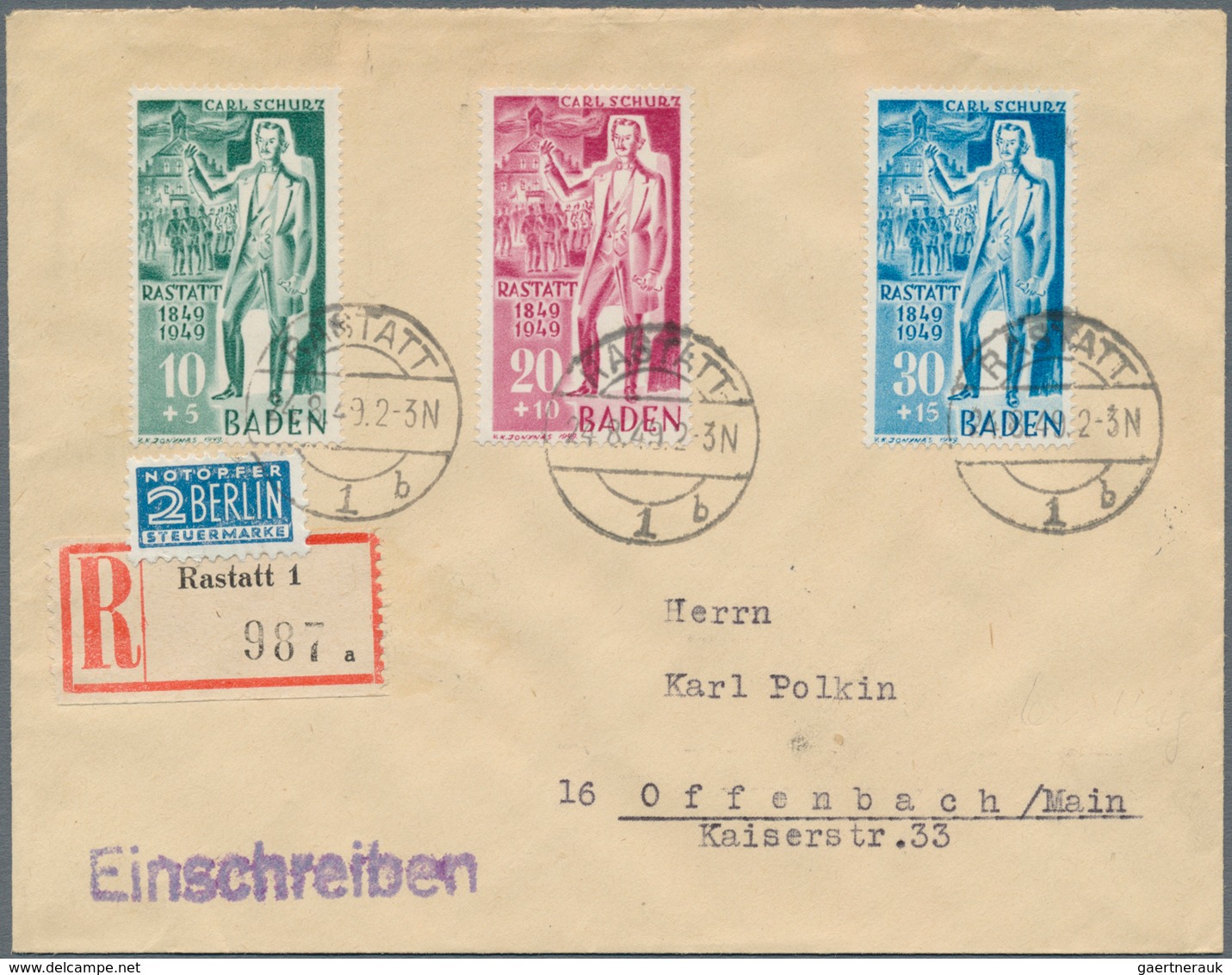 Französische Zone: 1947/1949, Partie Von 44 (meist Philatelistischen) Briefen, Dabei Einschreiben, E - Other & Unclassified