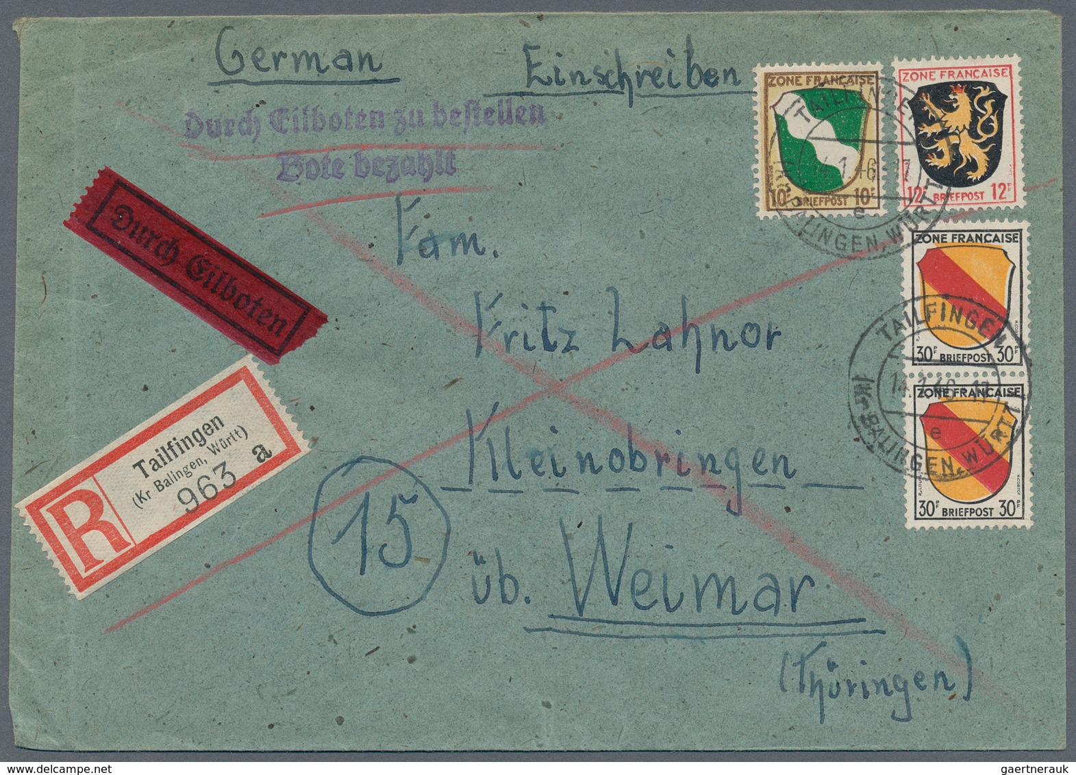 Französische Zone - Allgemeine Ausgabe: 1945/1947, Hochwertige Sammlung Mit 19 Briefen Und Karten, D - Other & Unclassified