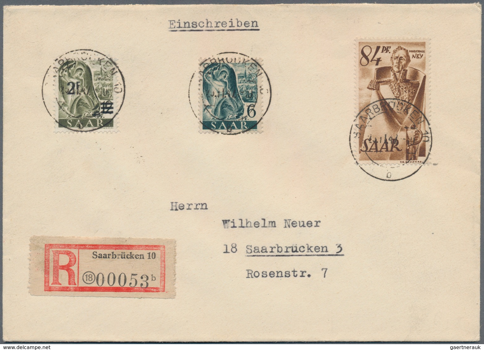 Saarland (1947/56): 1947, Sechs Frühe R-Briefe Zum Teil In Mischfrankatur Mit Französischer Zone Und - Used Stamps