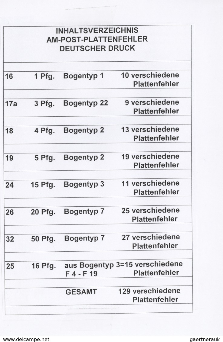 Bizone: 1945/1946, AM-Post, Postfrische Sammlung Von 205 Verschiedenen Plattenfehlern (76 Amerikanis - Sonstige & Ohne Zuordnung