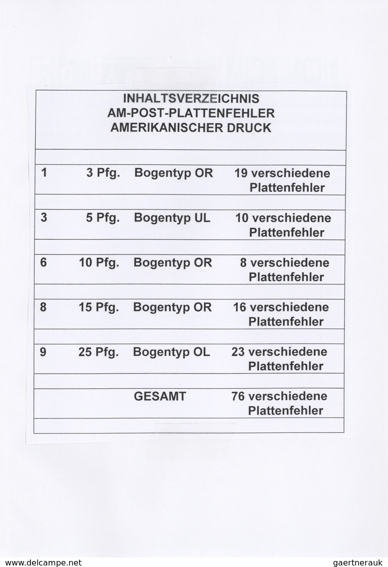 Bizone: 1945/1946, AM-Post, Postfrische Sammlung Von 205 Verschiedenen Plattenfehlern (76 Amerikanis - Other & Unclassified