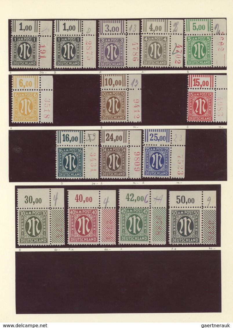 Bizone: 1945/1946, AM-POST, Spezialsammlung Von über 250 Marken Aller 3 Drucke, Dabei Farben, Zähnun - Other & Unclassified