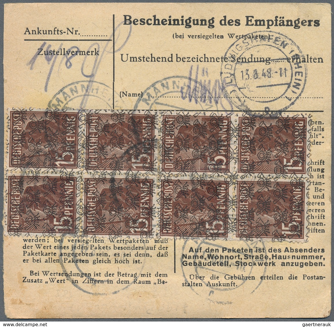 Bizone: 1948, Sammlung Mit 94 Belegen Der "Posthörnchen"-Netzaufdrucke, Dabei überwiegend Portogerec - Sonstige & Ohne Zuordnung