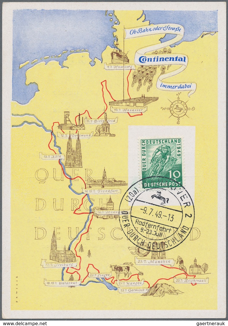 Bizone: 1949/1950, Radrennen (MiNr. 106/07), Lot Von Fünf Belegen, Dabei EF Und MeF Sowie Beide Wert - Other & Unclassified