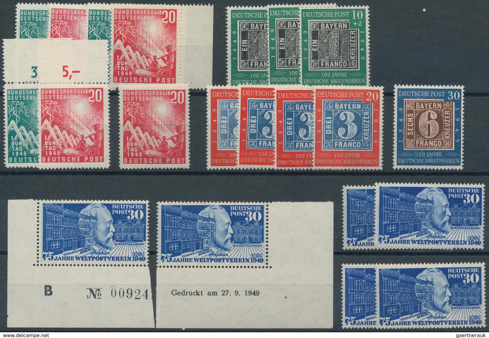 Bundesrepublik Deutschland: 1949/1955, Postfrische Partie Von Mittleren Und Besseren Ausgaben Ab Bun - Collections