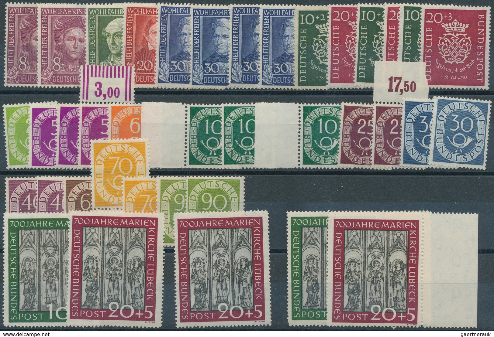 Bundesrepublik Deutschland: 1949/1955, Postfrische Partie Von Mittleren Und Besseren Ausgaben Ab Bun - Sammlungen
