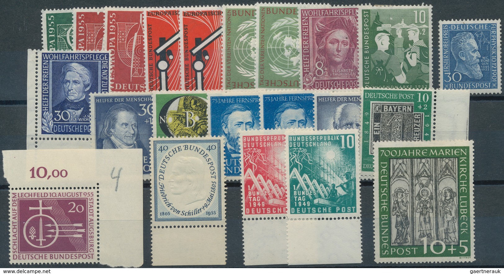 Bundesrepublik Deutschland: 1949/1955, Postfrisches/ungebrauchtes Steckkartenlot Mit Etlichen Besser - Collections