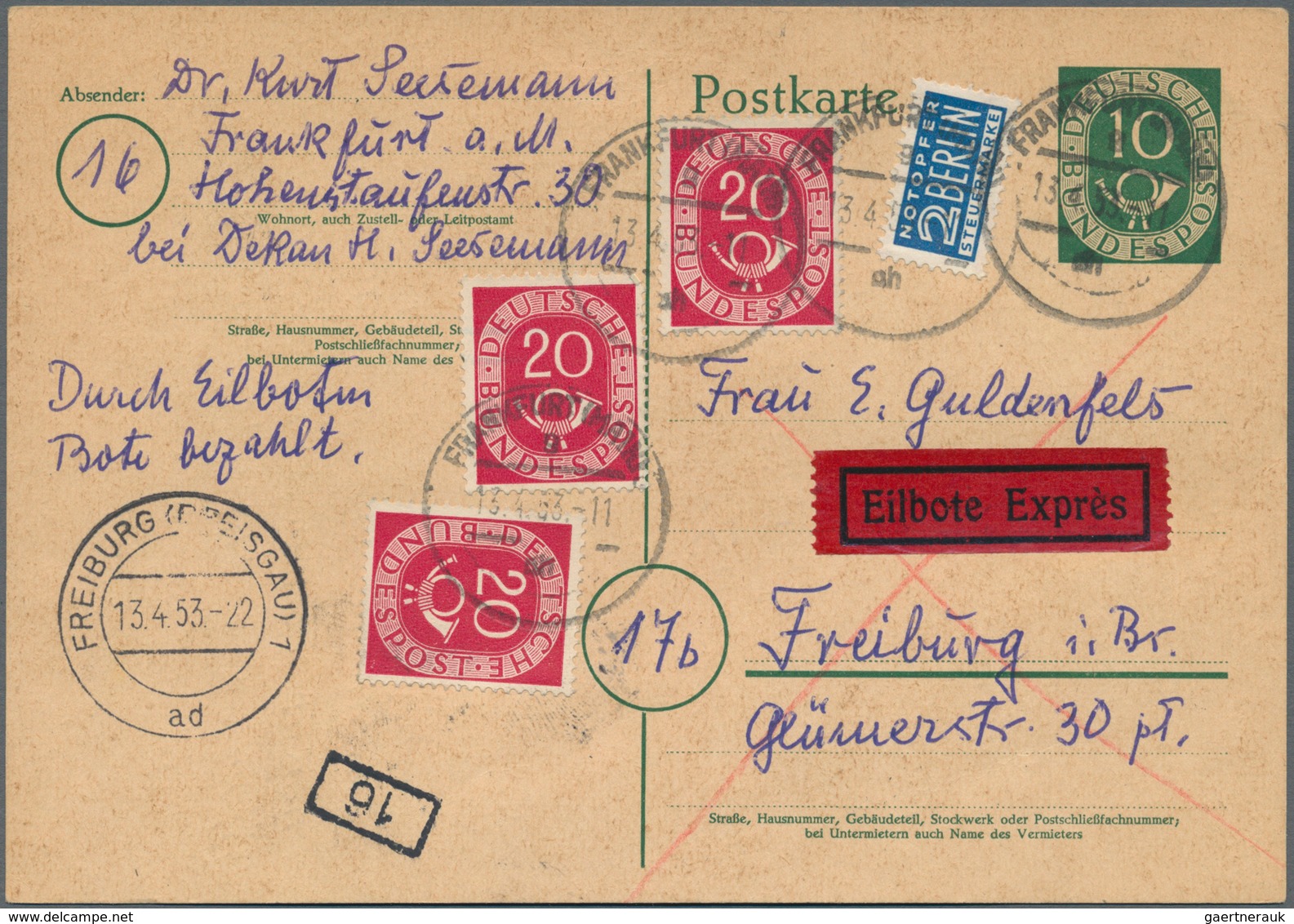 Bundesrepublik Deutschland: 1949/1959, Gehaltvolle Und Nahezu Komplette Sammlung Mit Frankaturen Von - Collections