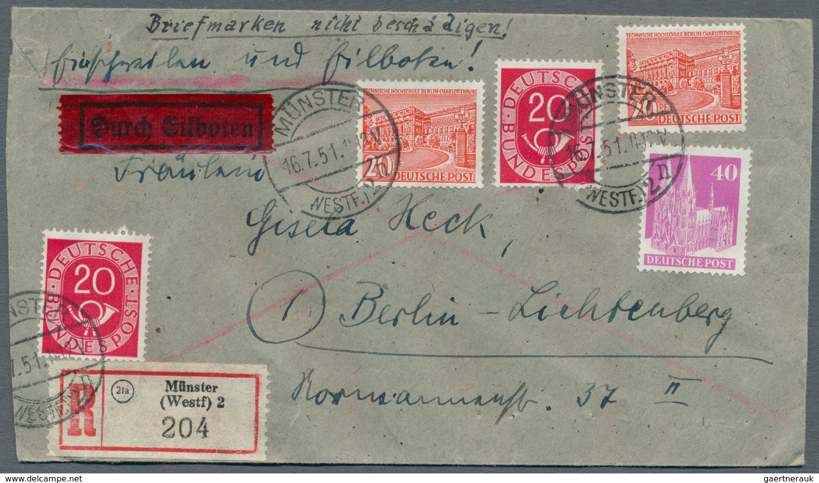 Bundesrepublik Deutschland: 1949/1960, Nette Partie Von über 50 Briefen Und Karten Mit Meist Sonderm - Collections