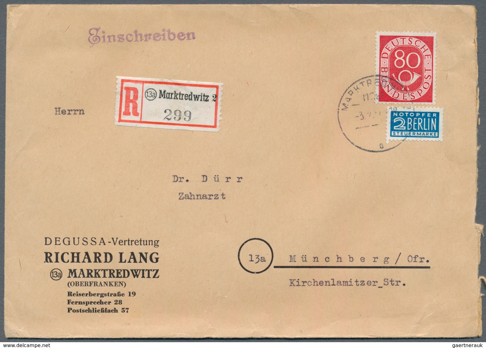 Bundesrepublik Deutschland: 1950/1958, Partie Von 33 Briefen/Karten Mit Dauerserien-Frankaturen Meis - Sammlungen