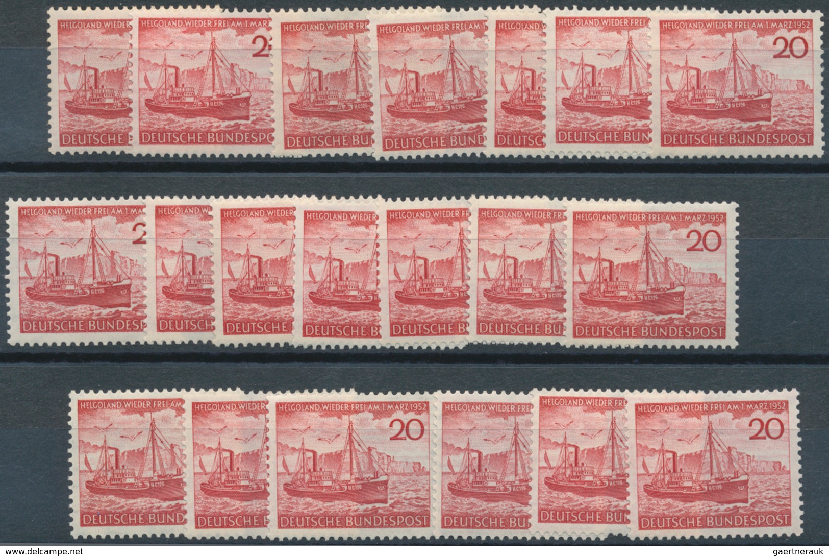 Bundesrepublik Deutschland: 1952, Helgoland Per 67mal Postfrisch. MiNr. 152, 1.005,- €. - Collections