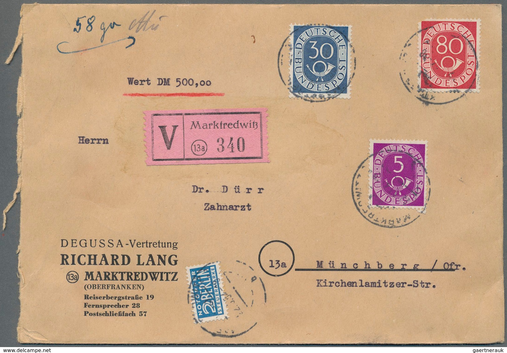 Bundesrepublik Deutschland: 1952/1961, Partie Von 33 Briefen/Karten Mit Dauerserien-Frankaturen Post - Collections