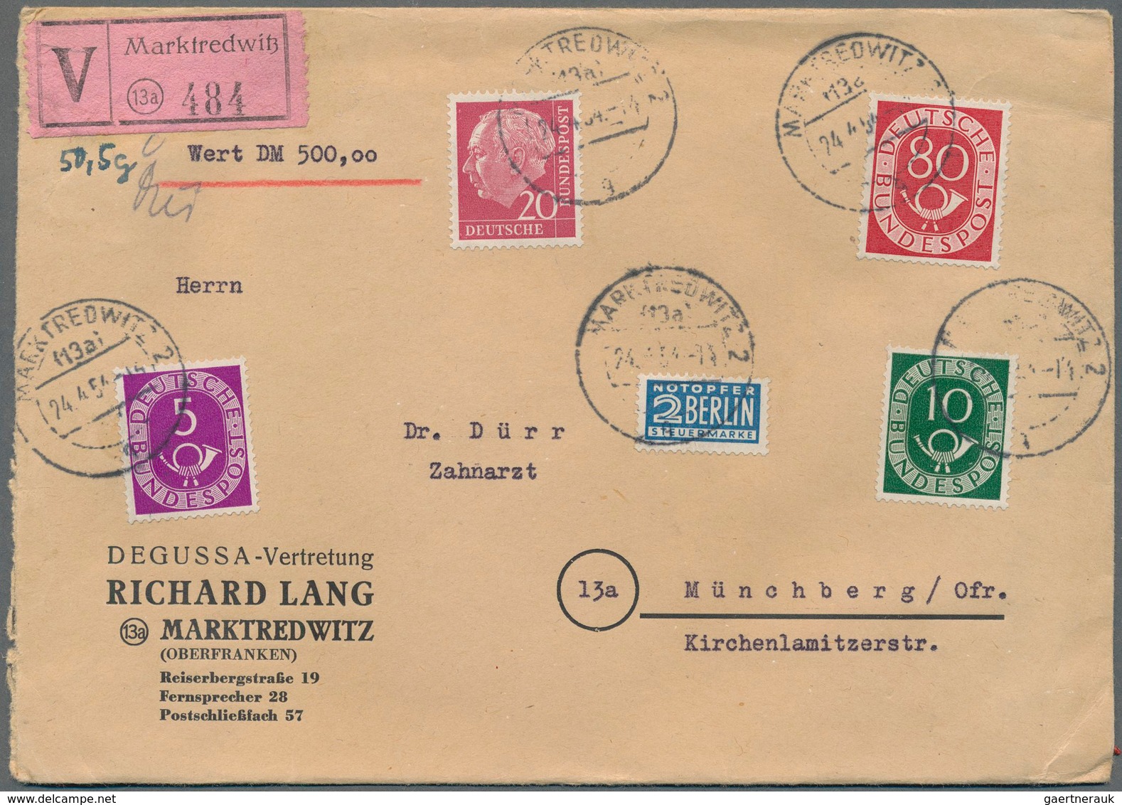 Bundesrepublik Deutschland: 1953/1959, Partie Von 33 Briefen/Karten Mit Dauerserien-Frankaturen Meis - Collections