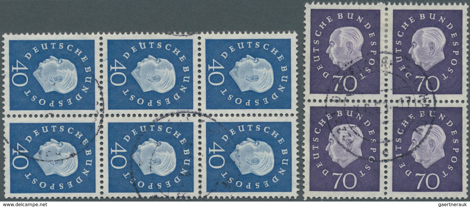 Bundesrepublik Deutschland: 1954/1960, Gestempelte Partie Einheiten Mit Viererblock Mi.-Nr. 186, Zwe - Sammlungen