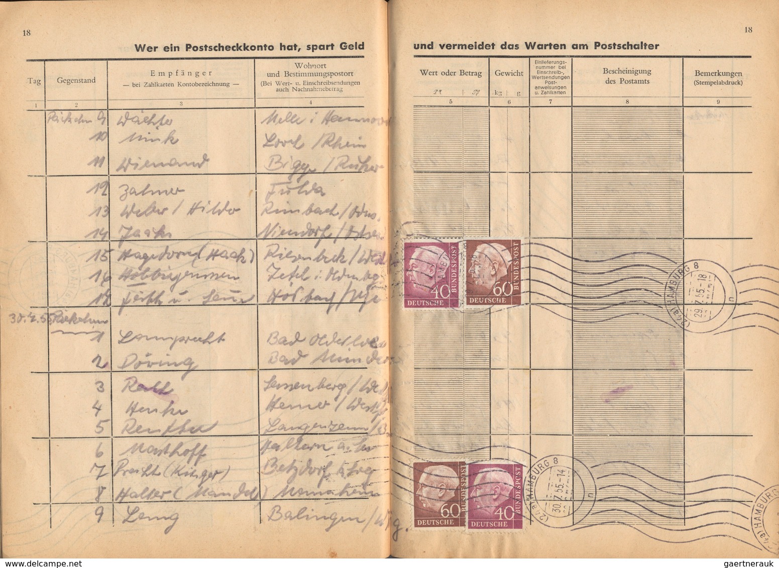 Bundesrepublik Deutschland: 1955, Komplettes Posteinlieferungsbuch (C31,DIN-A5), Vom „Deutschen Eink - Collections