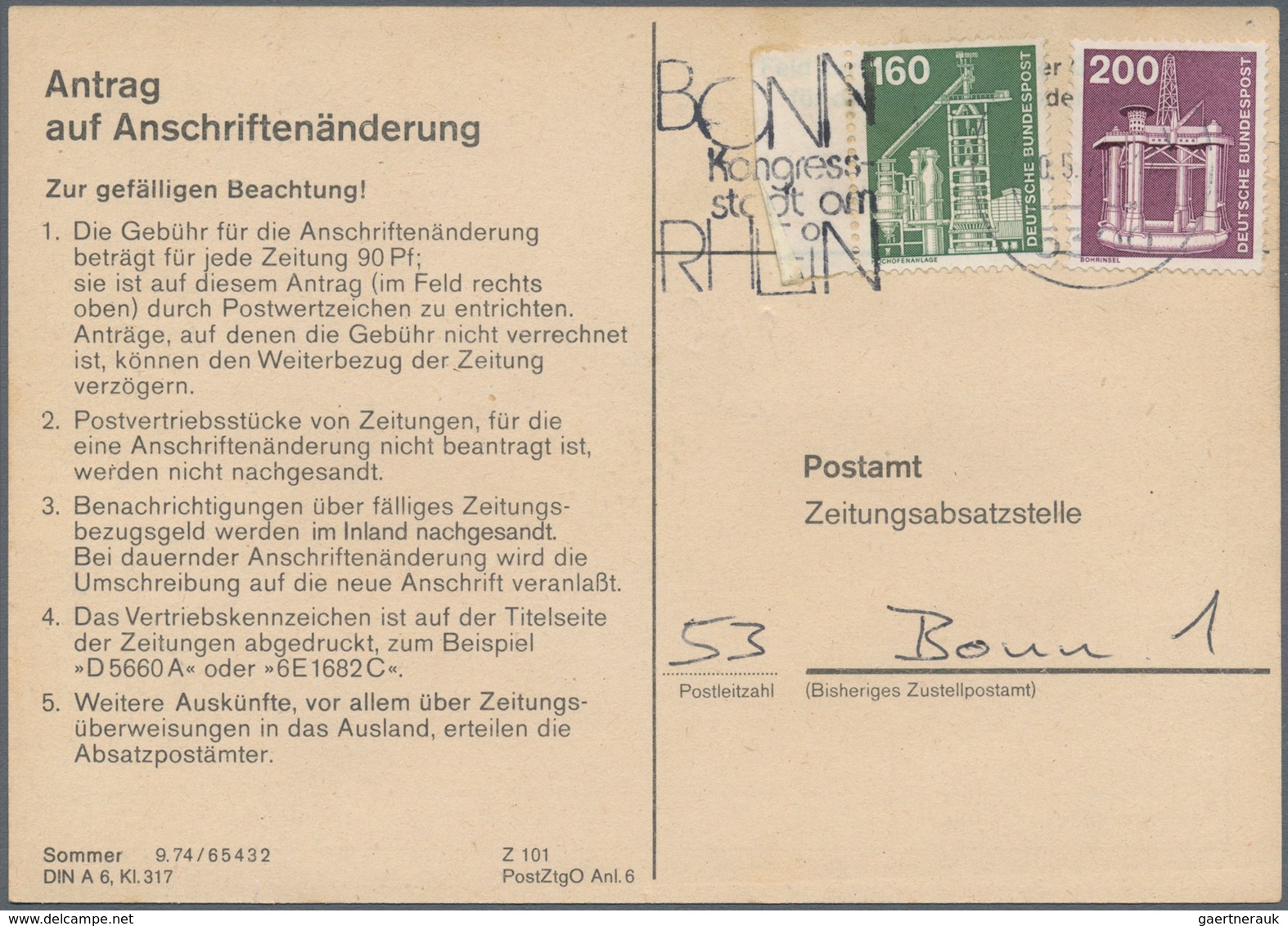 Bundesrepublik Deutschland: 1976/1977, Interessante Partie Mit 20 Gebrauchten Formularen "Antrag Auf - Sammlungen