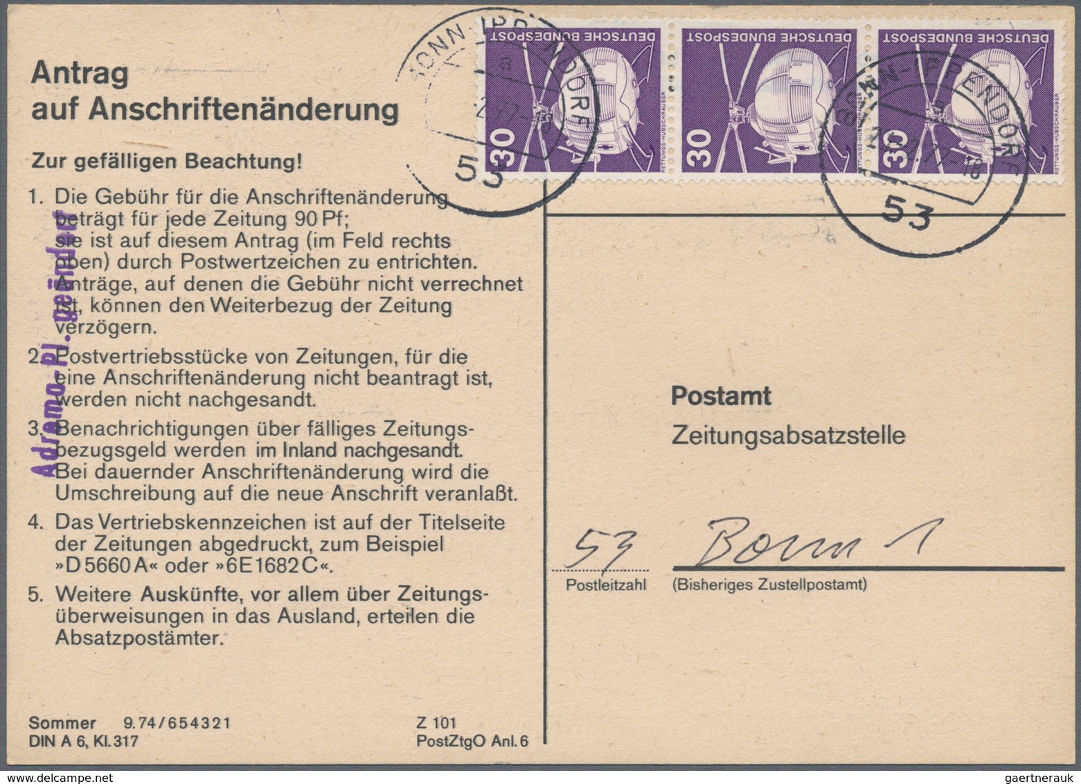 Bundesrepublik Deutschland: 1976/1977, Interessante Partie Mit 20 Gebrauchten Formularen "Antrag Auf - Sammlungen