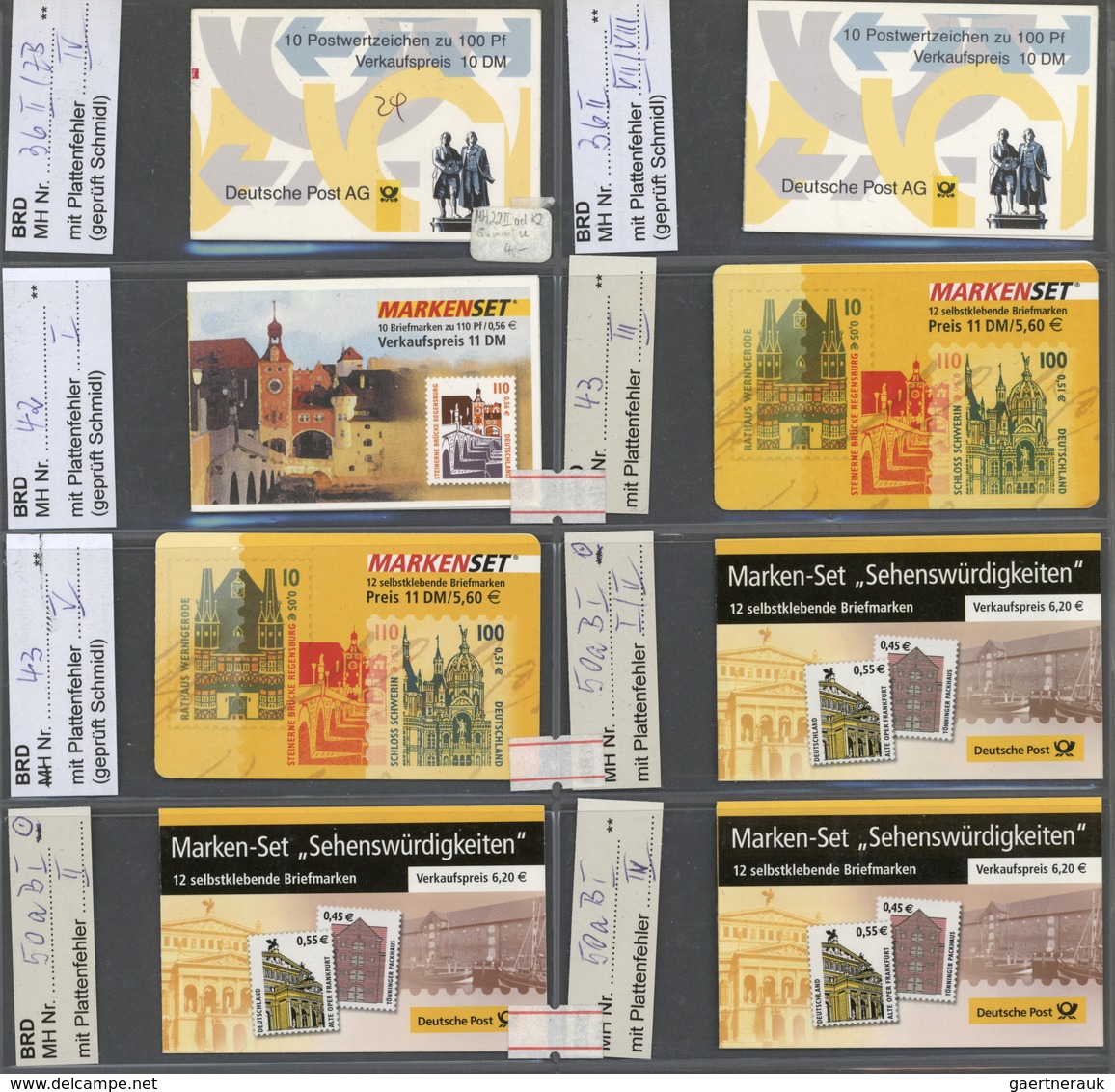 Bundesrepublik - Markenheftchen: PLATTENFEHLER: 1971/2002, Sammlung Von Ca. 530 Postfrischen Markenh - Sonstige & Ohne Zuordnung