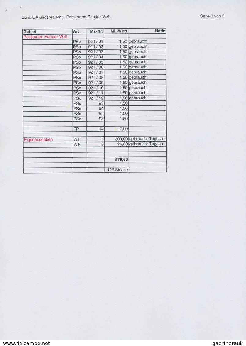 Bundesrepublik - Ganzsachen: 1948/2008, Umfangreiche Und Gehaltvolle Sammlung Von 454 Nur Versch. Am - Other & Unclassified