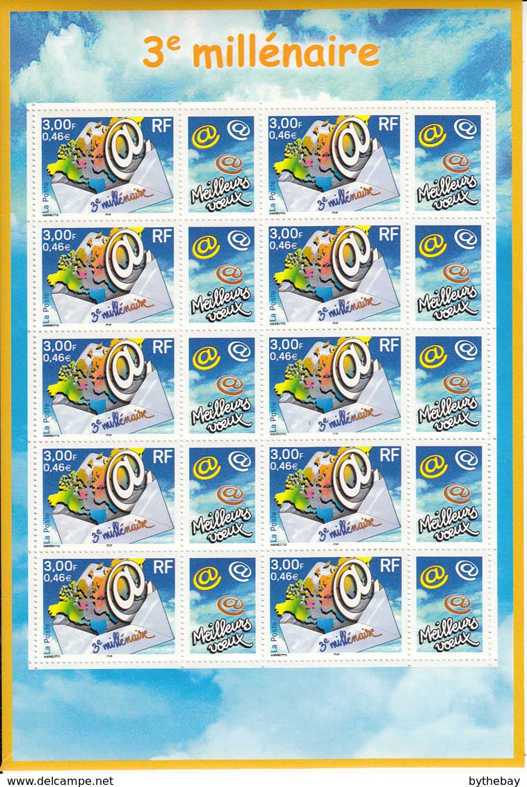 France 2000 MNH Sc #2792 Sheet  10+10 Labels 3fr Start Of The 3rd Millenium - Neufs