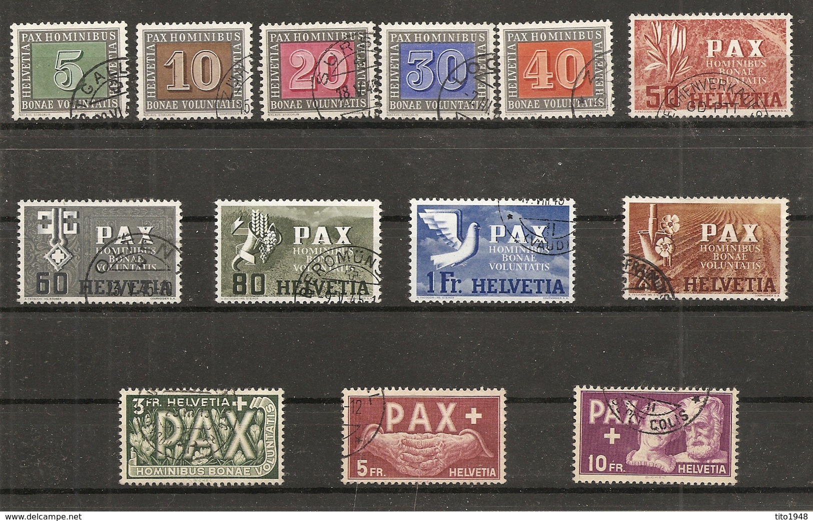 Schweiz, Zu 262-274, 1945 Pax Set, 13 Werte,  Sehr Schön Gestempelt, Siehe Scan! - Oblitérés