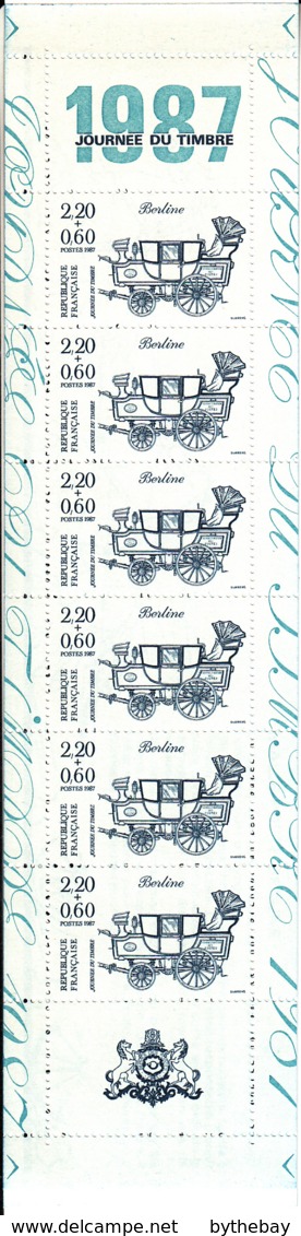 France 1987 MNH Sc B591a Booklet 6 + 2 Labels Berline Carriage Stamp Day - Journée Du Timbre