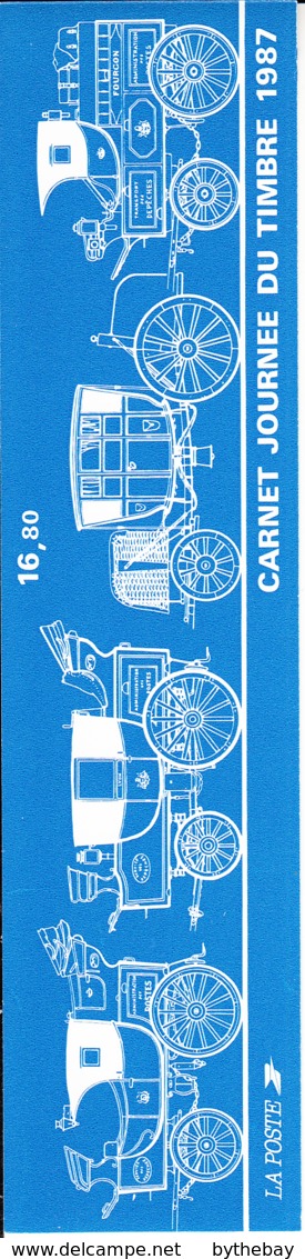 France 1987 MNH Sc B591a Booklet 6 + 2 Labels Berline Carriage Stamp Day - Journée Du Timbre