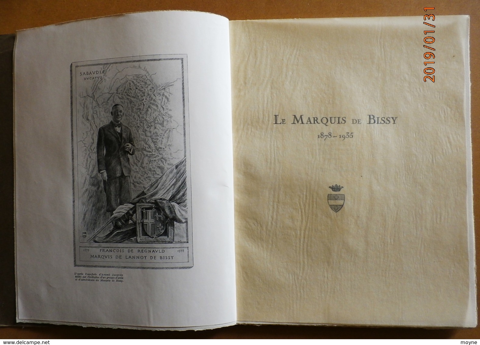 Savoie  - LE MARQUIS  DE  BISSY 1878 - 1935  - Gravure De André JACQUES - Eloge Funébre  - - Alpes - Pays-de-Savoie
