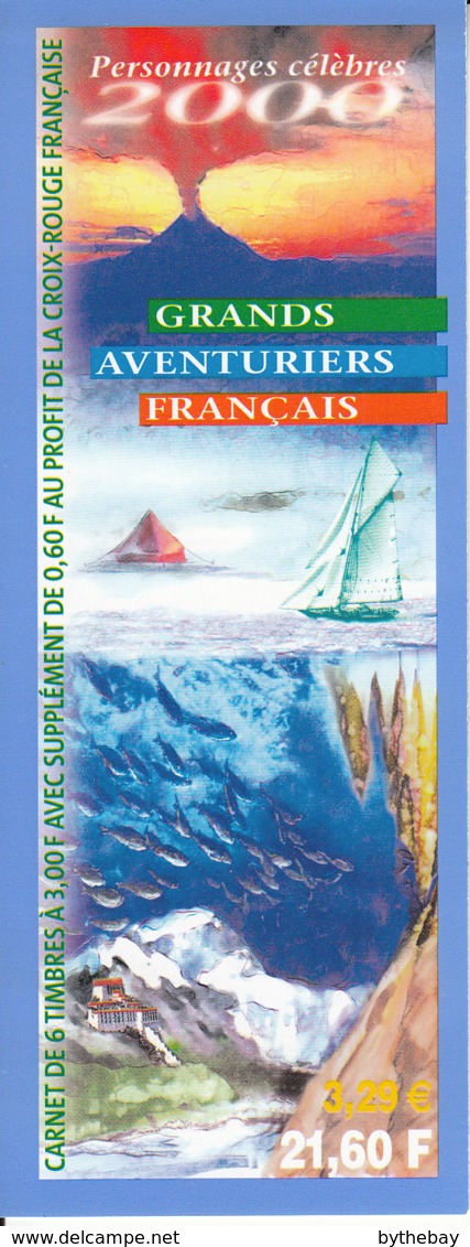 France 2000 MNH Sc B703a Booklet 6 + 2 Labels French Adventurers And Explorers - Personnages