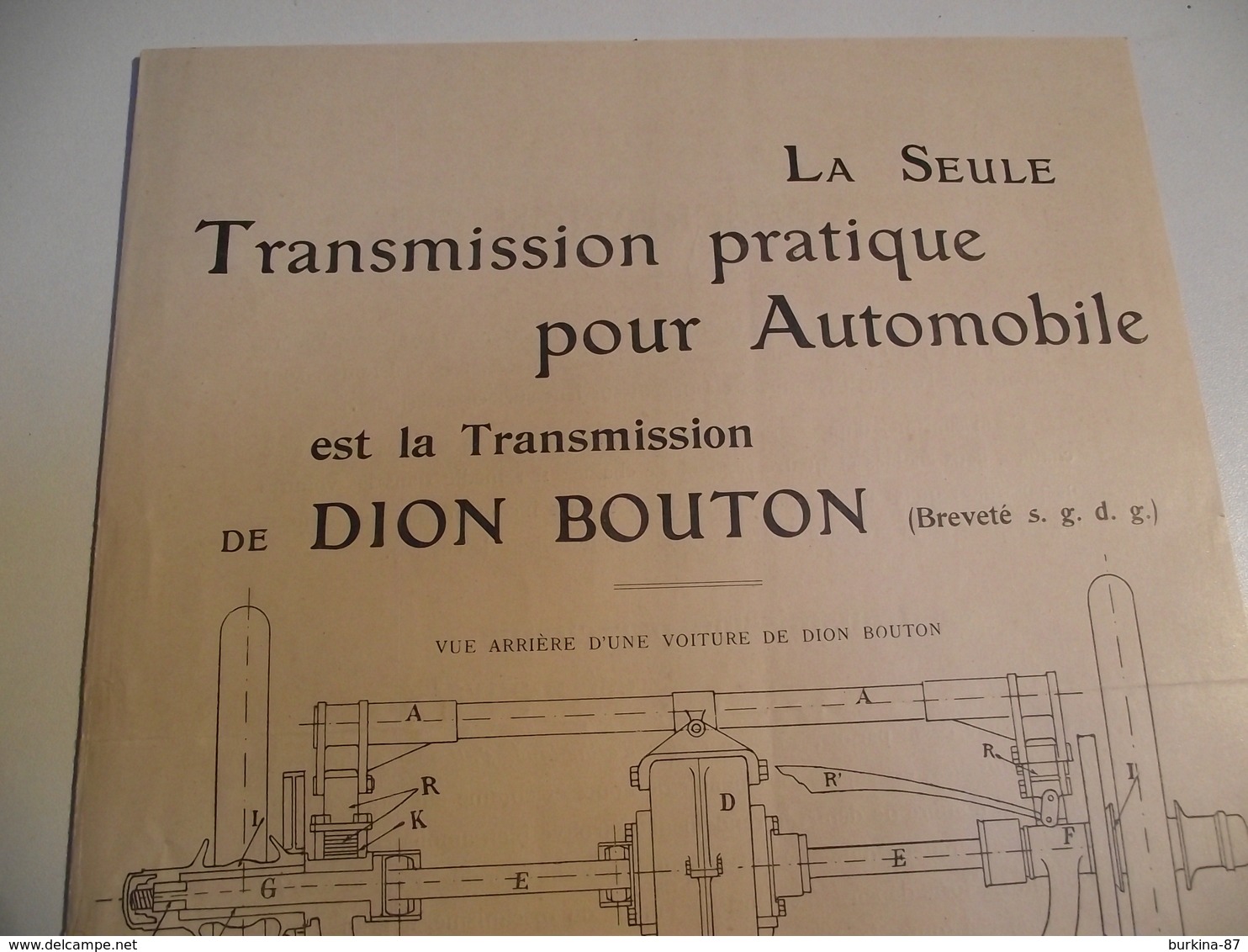 De DION BOUTON, Livret Publicitaire, Transmission , Salon  1902 - Publicités