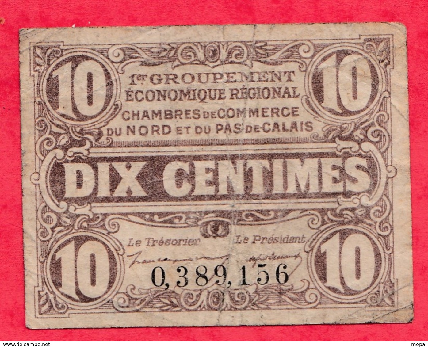 10 Centimes Chambre De Commerce Du Nord Et Du Pas De Calais  Dans L 'état (101) - Chambre De Commerce