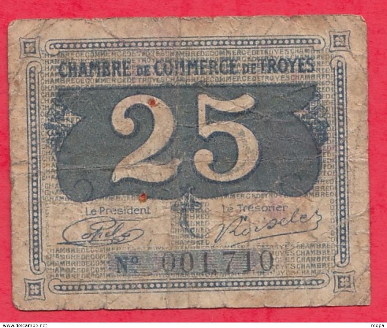 25 Centimes Chambre De Commerce De Troyes  Dans L 'état (102) - Camera Di Commercio