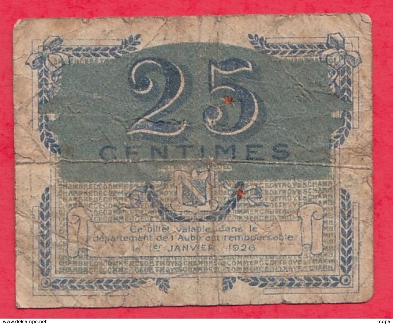 25 Centimes Chambre De Commerce De Troyes  Dans L 'état (102) - Chambre De Commerce