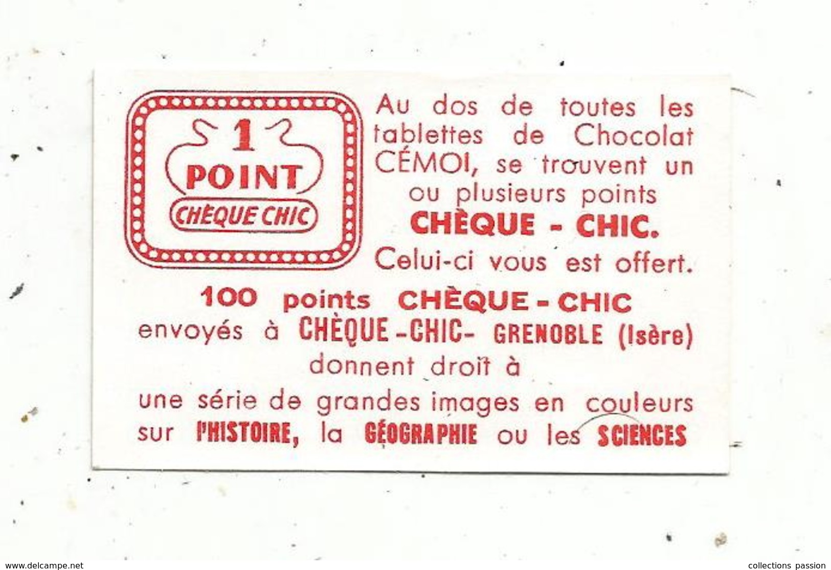 Publicité , 1 Point Chèque CHIC ,Grenoble , Isére - Publicités
