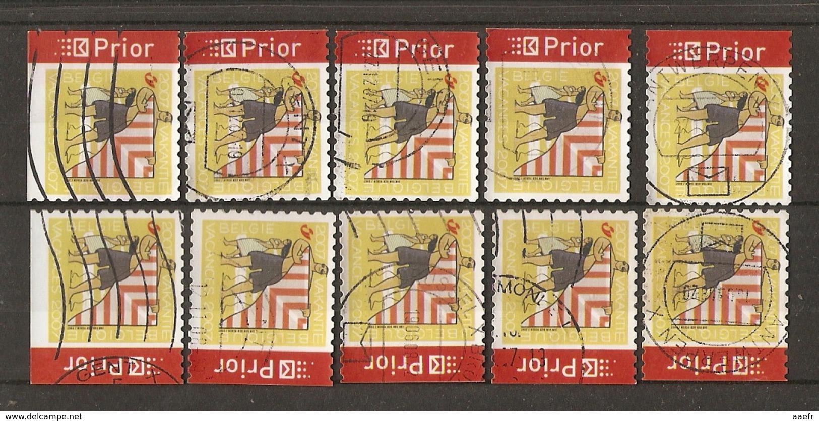 Belgique 2007 - VACANCES  - Plage - Cerf-Volant - Petit Lot De 10 Timbres De Carnet  C 75 - 4 Différents - Non Classés