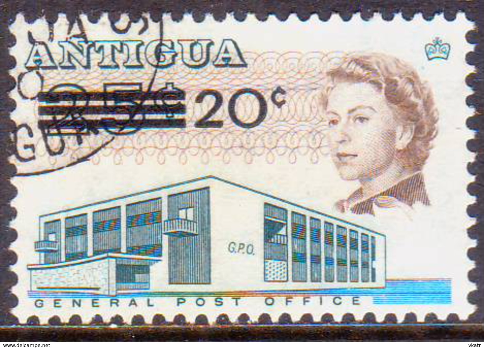 ANTIGUA 1970 SG #256 20c On 25c Used - 1960-1981 Ministerial Government