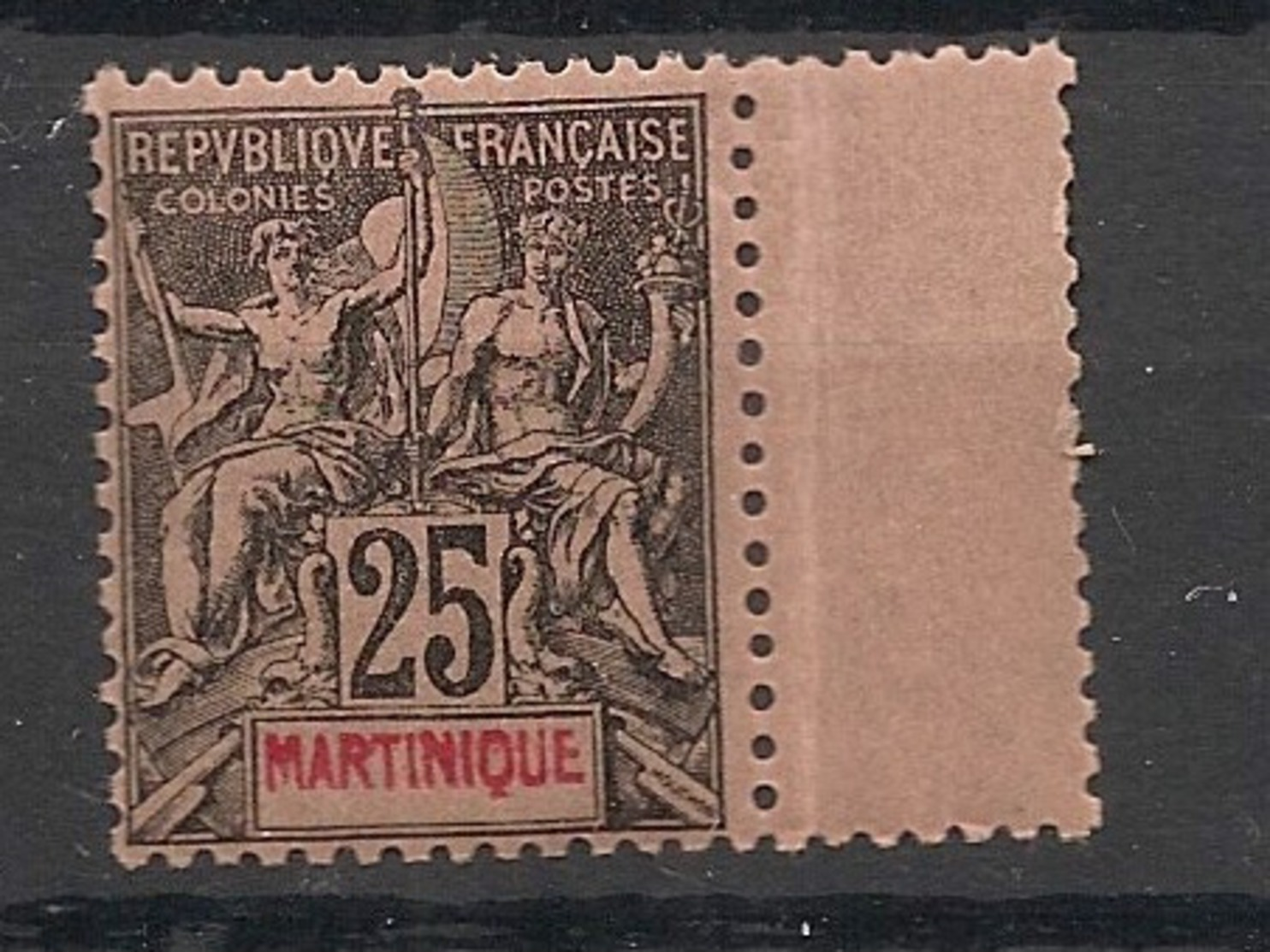 Martinique - 1892 - N°Yv. 38 - Groupe 25c Noir Sur Rose - Bord De Feuille - Neuf Luxe ** / MNH / Postfrisch - Neufs