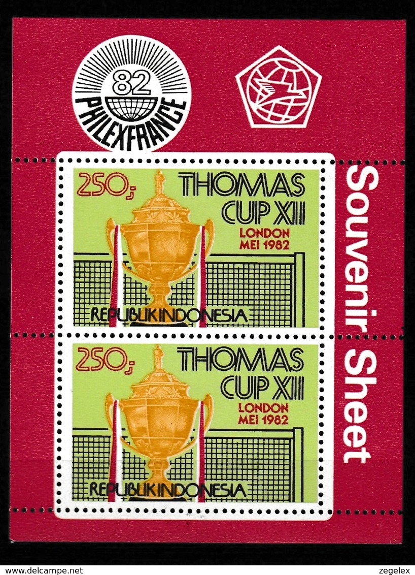 Indonesia 1982, Thomas Cup - Tennis ,ZBL 1112 (Bloc 49) MNH/** Postfrisch - Indonesië