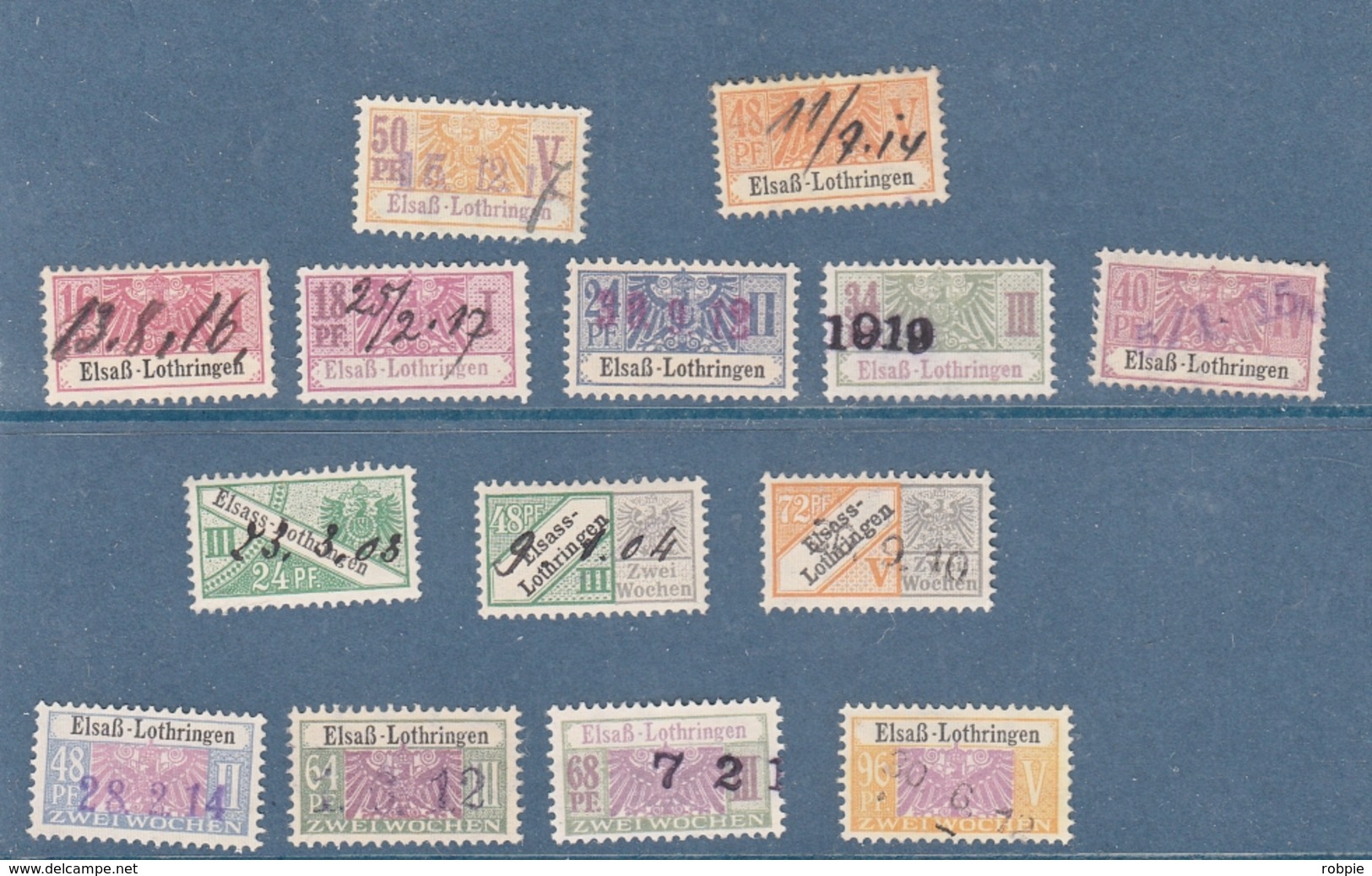 14 Timbres Fiscaux  Elsass - Lothringen  Tous Différents - Altri & Non Classificati