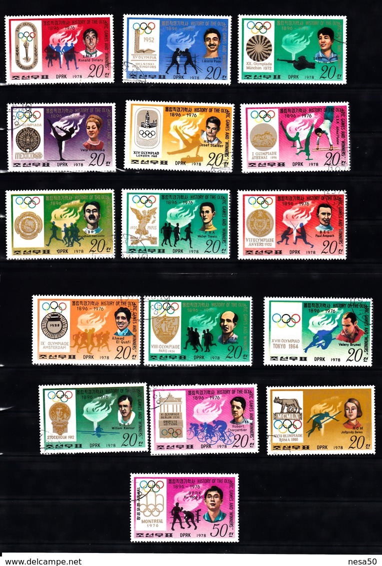 Korea Noord 1978 ) Mr 1760 - 1775 , 15 St. Olympische Spelen Geschiedenis - Korea, North