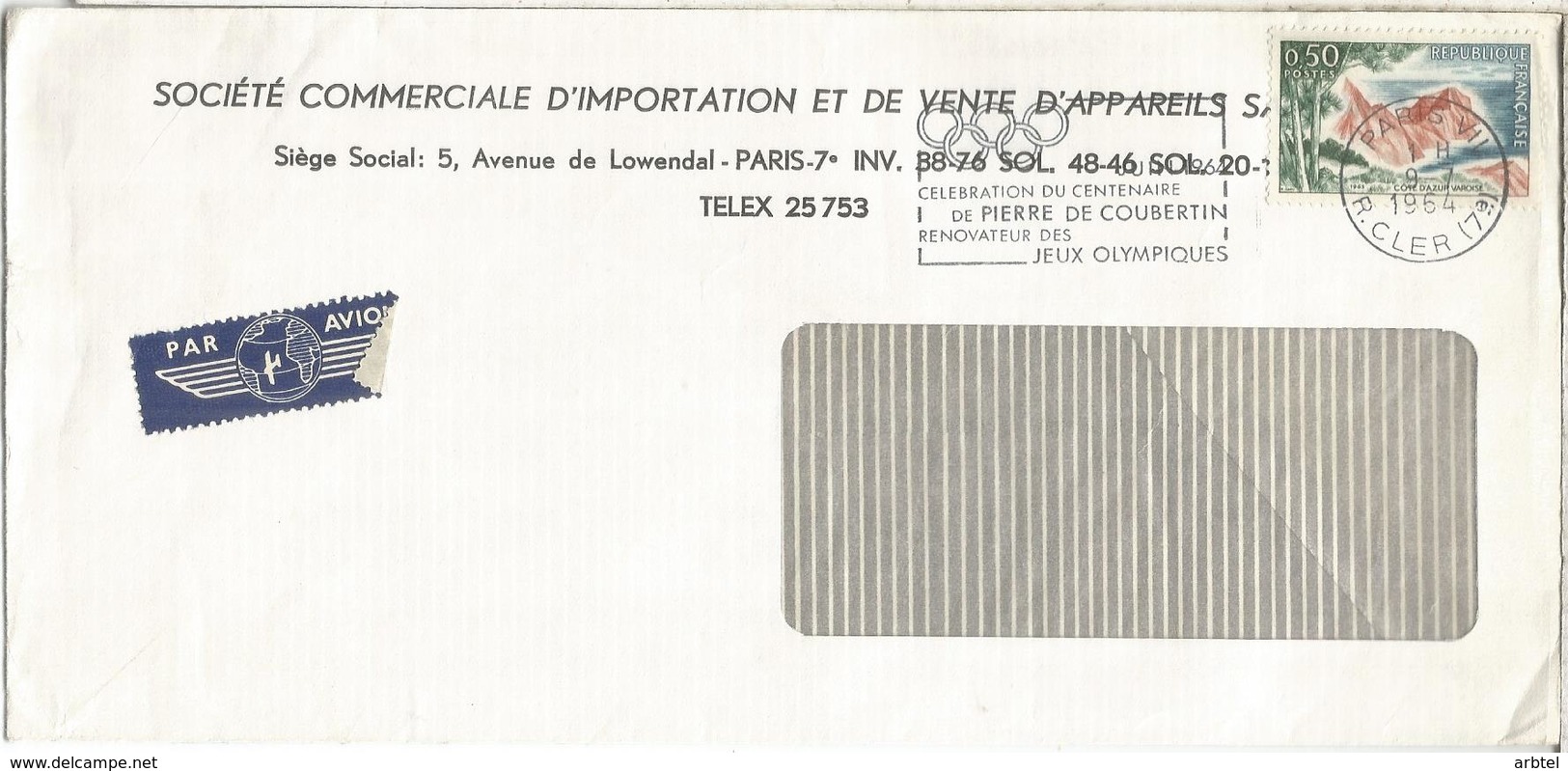 FRANCIA PARIS 1964 CENTENAIRE PIERRE DE COUBERTIN JUEGOS OLIMPICOS OLYMPIC GAMES - Otros & Sin Clasificación