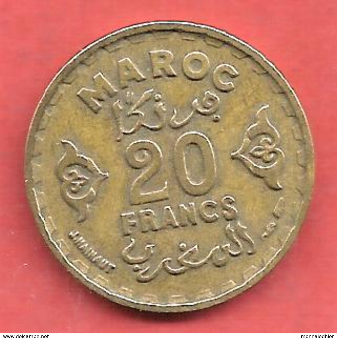 20 Francs , MAROC , Protectorat Français , Alu-Bronze , AH 1371 , N° Y # 50 - Maroc