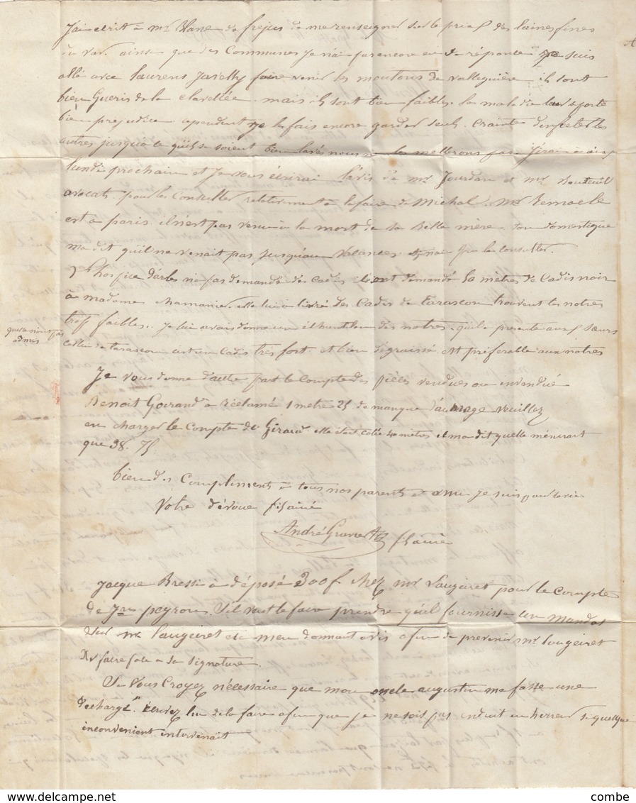 LETTRE. 1853.  BOUCHES DU RHONE. DE LA GROSSE, ISTRES. POUR COLMARS. TAXE TAMPON 25   / 2 - 1849-1876: Période Classique