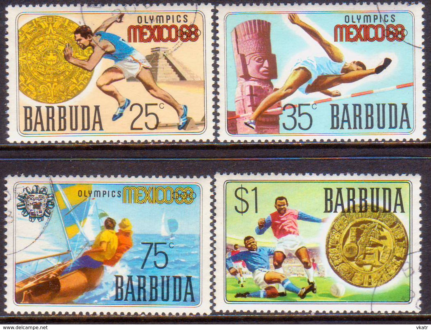 Barbuda 1968 SG #28-30 Compl.set + Stamp From M/s SG31 Used Olympic Games, Mexico - Barbuda (...-1981)